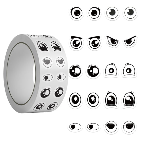 500Pcs Cartoon Packaging Label Eye Pattern Decorative Sticker Adhesive Wrapping Label for Journal Notebook Packaging
