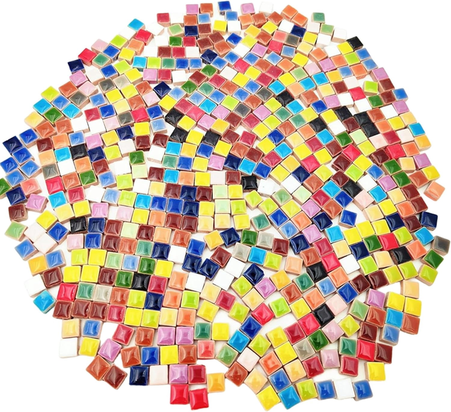 500Pcs Ceramic Mosaic Tiles for Crafts, Boriyuan 0.4 x 0.4 inch Square Colorful Mosaic Tiles for DIY Art Flowerpots Vases Cups Home Decorations (Mixed Color)