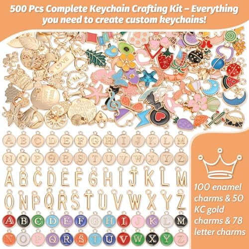 500Pcs Charms Lip Gloss Keychain Making Kit, DIY Craft Supplies with ...