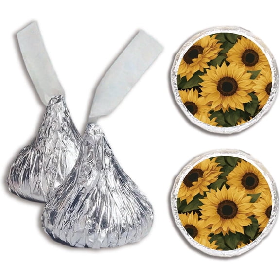 500Pcs Chocolate Drops Labels Stickers Sunflower Kisses Stickers Candy Party Favors for DIY handcrafting