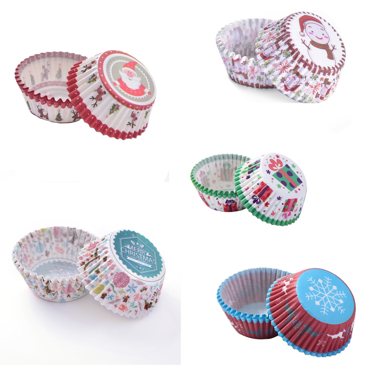 500Pcs Christmas Element Cupcake Baking Holders Greaseproof Muffin