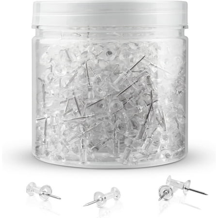 500Pcs Clear Push Pins, Thumb Tack for Wall, Clear Poster Pins for Wall Hangings, Cork Board