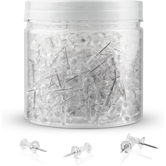 500Pcs Clear Push Pins, Thumb Tack for Wall, Clear Poster Pins for Wall Hangings, Cork Board