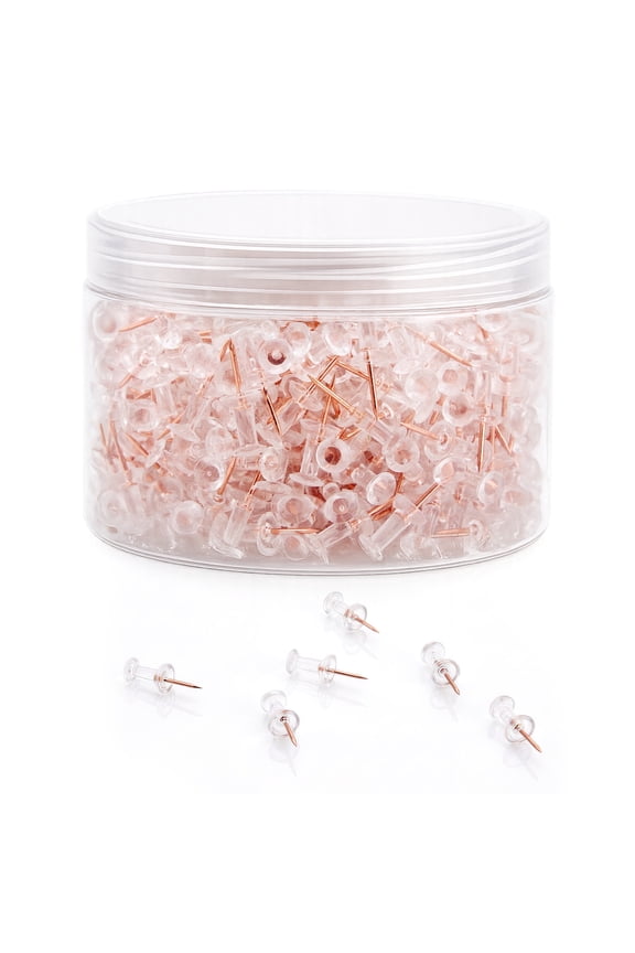500Pcs Clear Push Pins, Thumb Tack for Wall, Clear Poster Pins for Wall Hangings, Cork Board