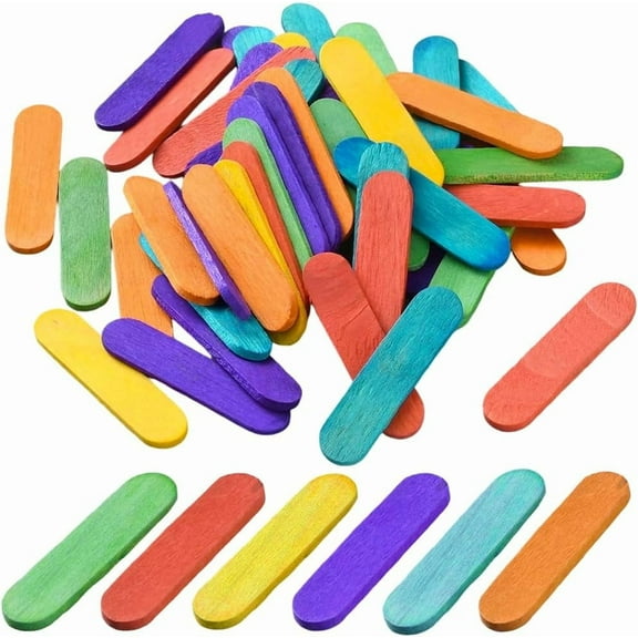 500Pcs Colored Ice Cream Sticks Wood Popsicles Sticks 1.57 x 0.37 Inch Assorted Mini Small Blank Natural Wooden Food Craft Accessories for Ice Cream Popsicles Stirring Projects DIY Making diy