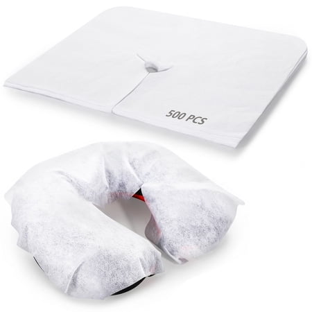 500Pcs Disposable Face Cradle Covers, Massage Table Face Cushion Covers, Headrest Covers for Treatment Beds Massage Benches, White