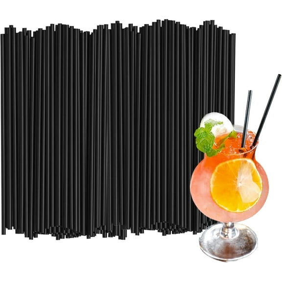 500Pcs Disposable Straws,8.27 In Plastic Straws,Black Stirrer Straws,Stir Sticks for Coffee Accessories for Coffee Bar