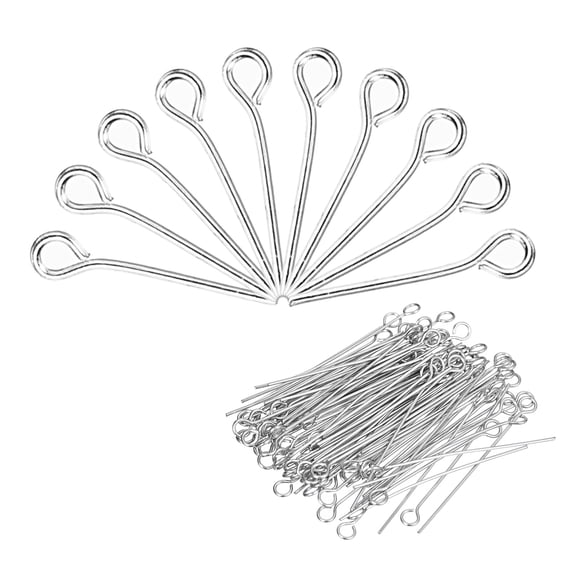 500Pcs Eye Pins Jewelry Findings Eye Pins 16mm Iron Eye Pins for Jewelry Making 21 Gauge Silver