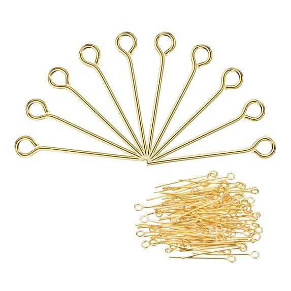 500Pcs Eye Pins Jewelry Findings Eye Pins 18mm Iron Eye Pins for Jewelry Making 21 Gauge Gold