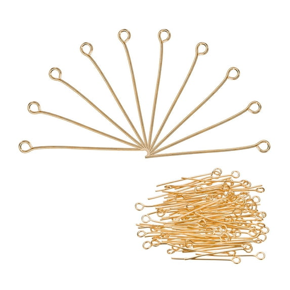 500Pcs Eye Pins Jewelry Findings Eye Pins 30mm Iron Eye Pins for Jewelry Making 21 Gauge Rose Gold