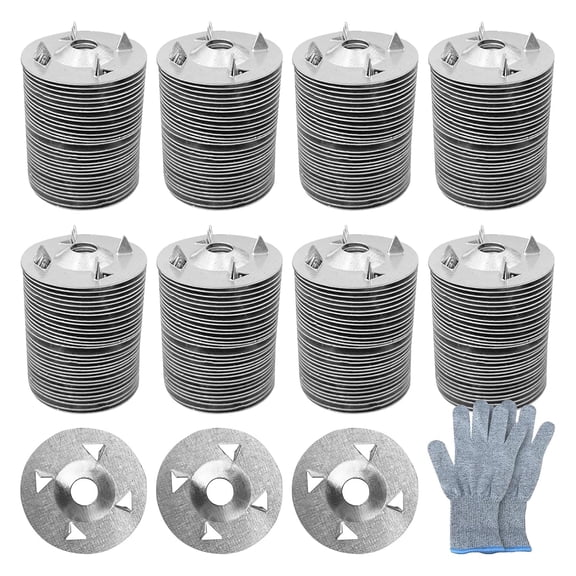 500Pcs Fasteners Washers for Foam Board Panels, 1-1/8 Inch Metal Washers for Insulation Fixing Hardware with Cut Resistant Gloves