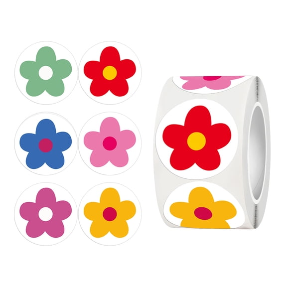 500Pcs Floral Stickers, 25mm Adhesive Labels for Kids Scrapbooking Journals, Teacher Rewards and Packaging