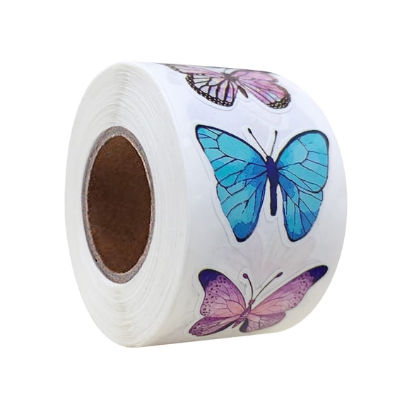 500Pcs Flower Butterfly Sticker 25mm Adhesive Wrapping Label For Scrapbooking Journal Planner Photo Album Decoration