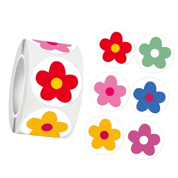 500Pcs Flower Sticker 25mm Adhesive Wrapping Label For Scrapbooking Journal Planner Photo Album Kid Rewarding Sticker