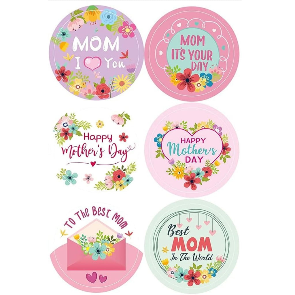 500Pcs Flower Sticker Wrapping Labels 25mm Happy Mother's Seal Sticker ...