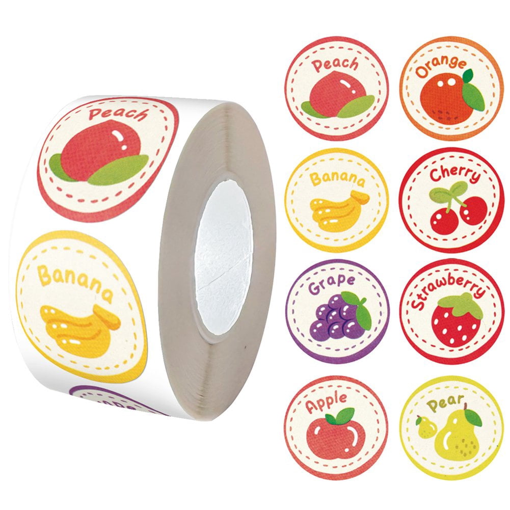 500Pcs Fruit Stickers, Cute 8 Styles 1 Inch Small Peach Orange Banana ...