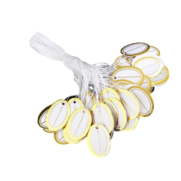 500Pcs Gold Foiled Oval Labels Pre Cut Holes Bulk Quantity Retail Store Prices Markers