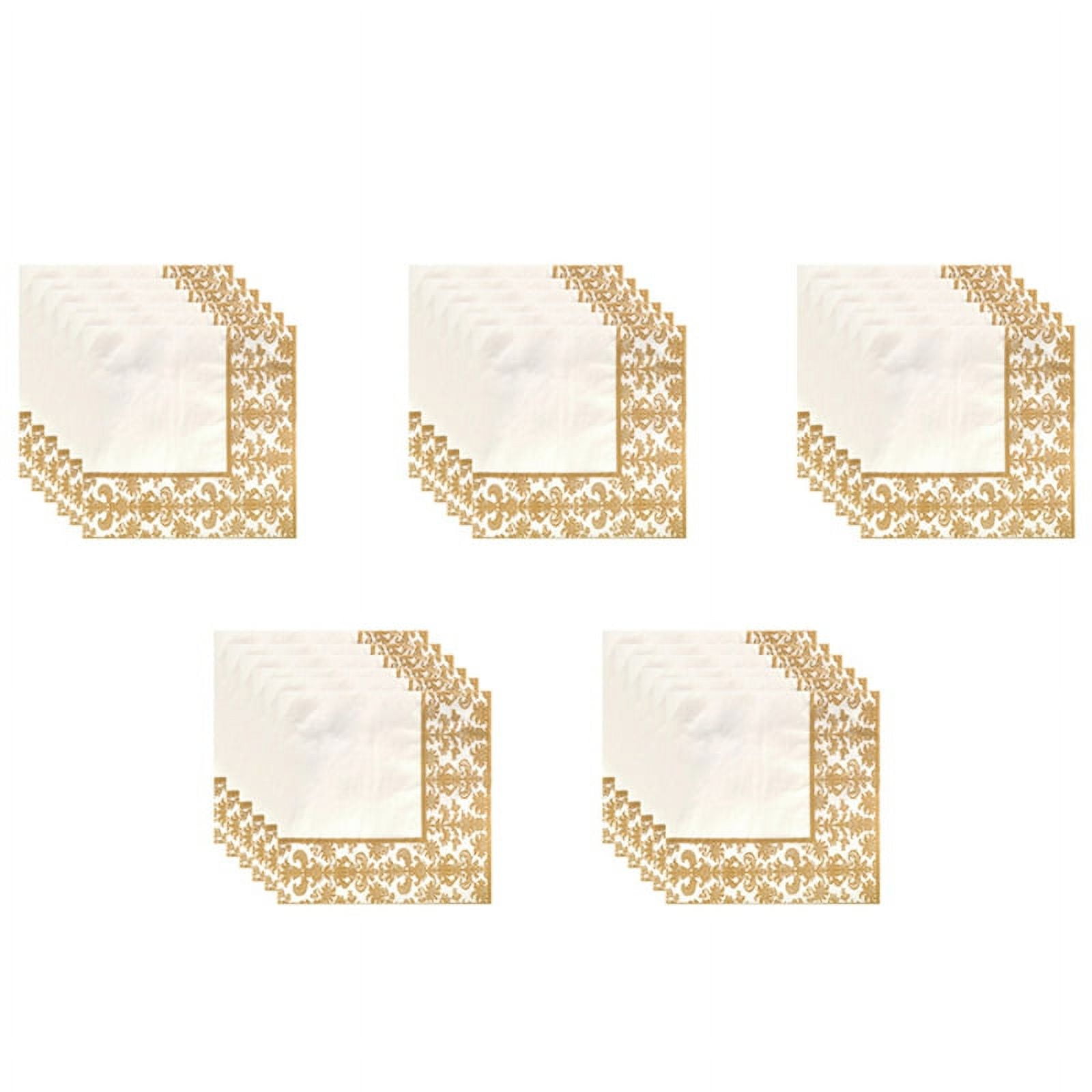 500Pcs Gold Printing Disposable Napkin Tissue Paper Printed Napkins for Restaurant and Hotel (Golden + White)