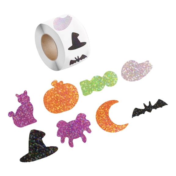 500Pcs Halloweens Lasered Pumpkin Sticker For Party Decorations Handmade Crafts And Festival Celebration Sparkling Decal