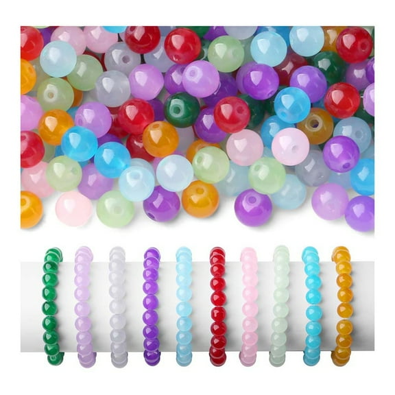 500Pcs Hand Beaded for Bracelets,Colour Mixture 8mm Round for DIY Crafts Jewelry Making Kits Earring Bracelet Necklaces