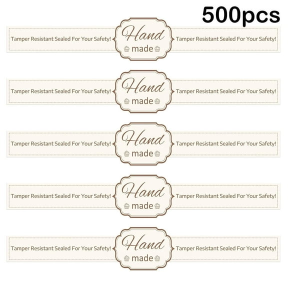 500Pcs Handmade Food Retail Package Seal Labels Safe Secure Lids Stickers 1x9 Inch-Baking Gift Crafted Stickers