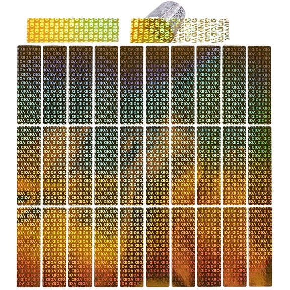 500Pcs Laser Paper Self Adhesive Label Security Label Laser holographic 3D Anti-Counterfeiting Label Oval Gold 50x15x0.1mm