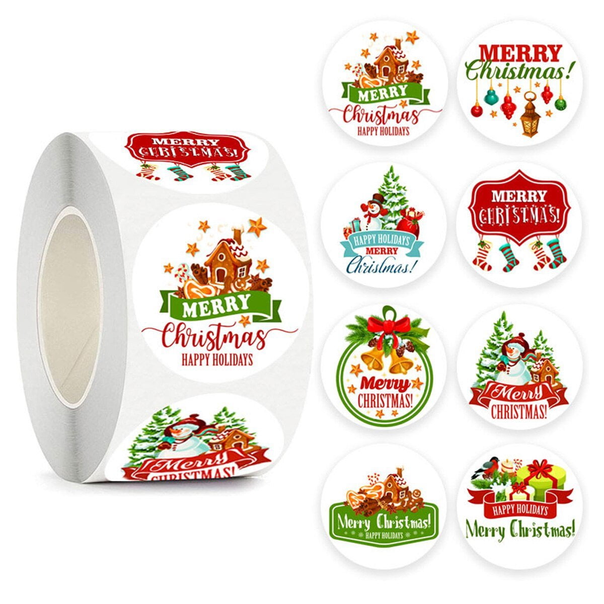 500Pcs Merry Christmas Stickers Roll Self Adhesive Sticker Labels for ...