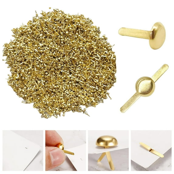 500Pcs Mini Brads Metal Plated Round Paper Fasteners for Paper Craft Scrapbooking DIY Art Handmade Project Decorative Supplies