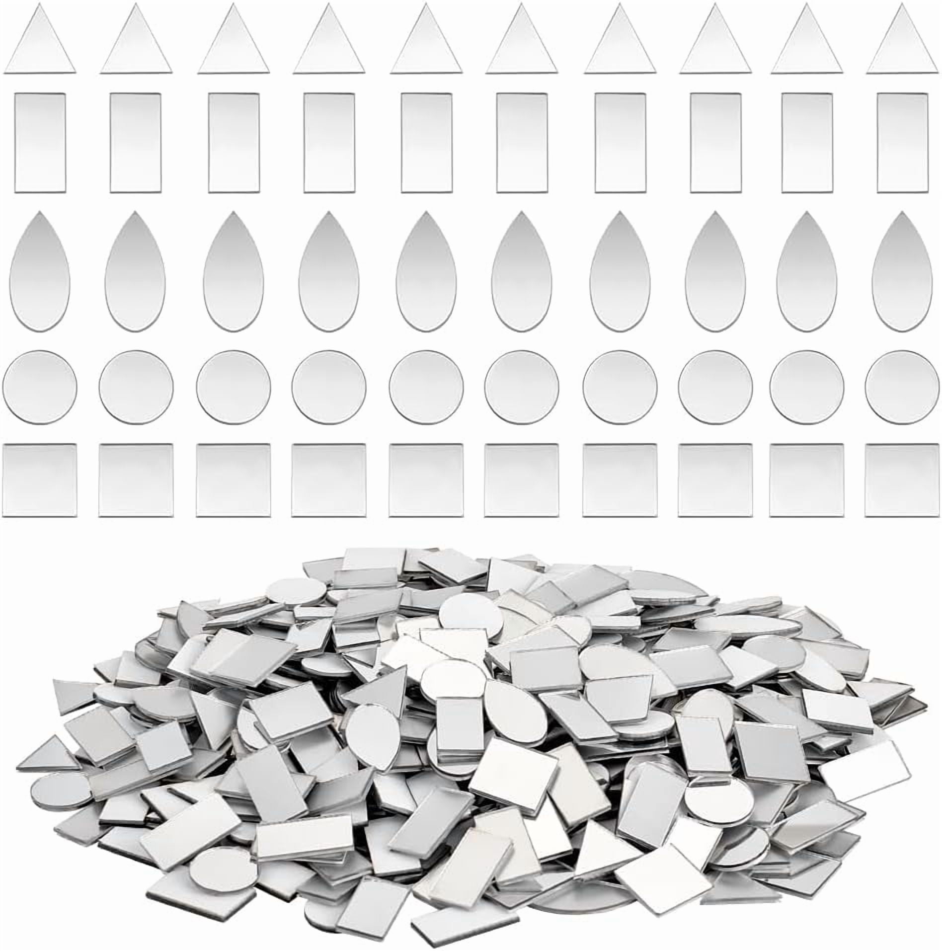 500Pcs Mirror Mosaic Tiles Rectangle/Squares/Triangle/Flat Round ...