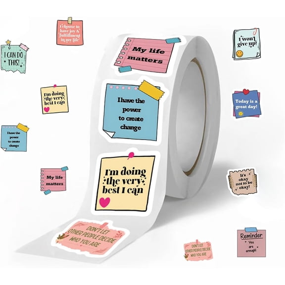 500Pcs Motivational Quote Sticker Aesthetic Label Sealing Sticker for Water Bottle Laptop Scrapbook Journal Skateboard