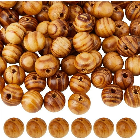 500Pcs Natural Wood Beads Round Macrame Beads 8mm Loose Spacer Beads Handmade Crafts Beads 2.5mm Large Hole Beads for DIY Bracelet Jewelry Making Party Decor Brown