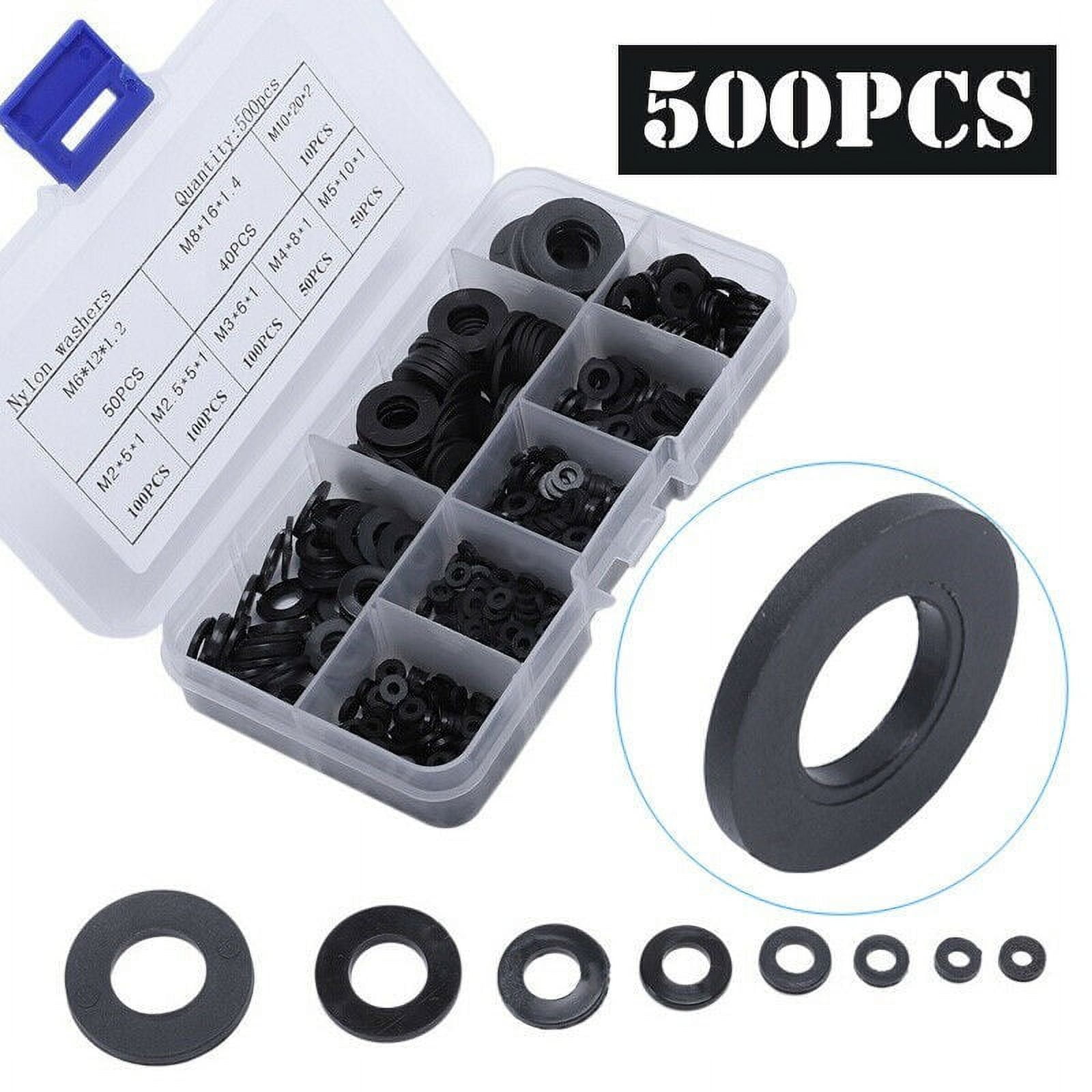 500Pcs Nylon Flat Rubber ORing Seal Hose Gasket Repair Rubber Gasket M2M10