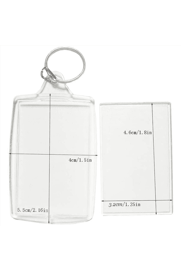 500Pcs Photo Keychain Rectangle Transparent Blank Acrylic Insert Photo Picture Frame Keyring Key Holder DIY Split Ring