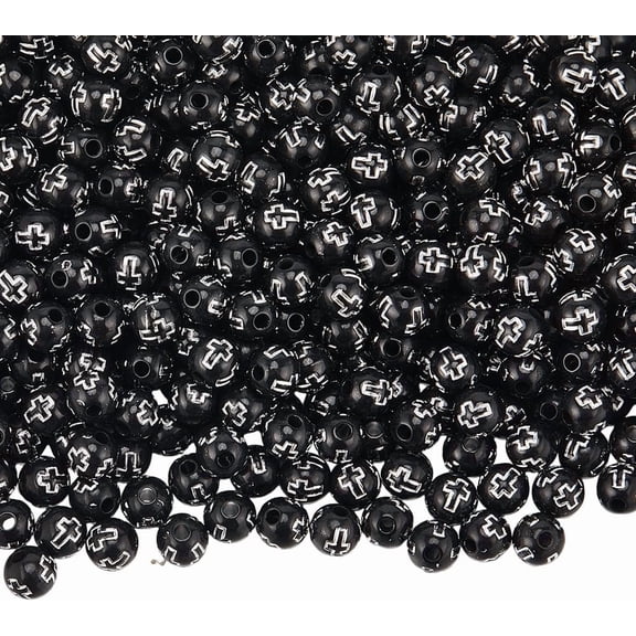 500Pcs Plating Beads Silver Metal Enlaced Round with Black 8mm Hole: 2mm DIY