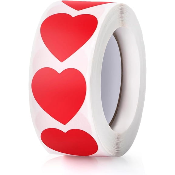 500Pcs Red Heart Stickers, 1" Valentines Day Love Shape Labels, Self-Adhesive Heart Stickers for Mothers Day, Envelopes, Wedding, Crafting, Scrapbooking, Gift, Award Charts (Red)