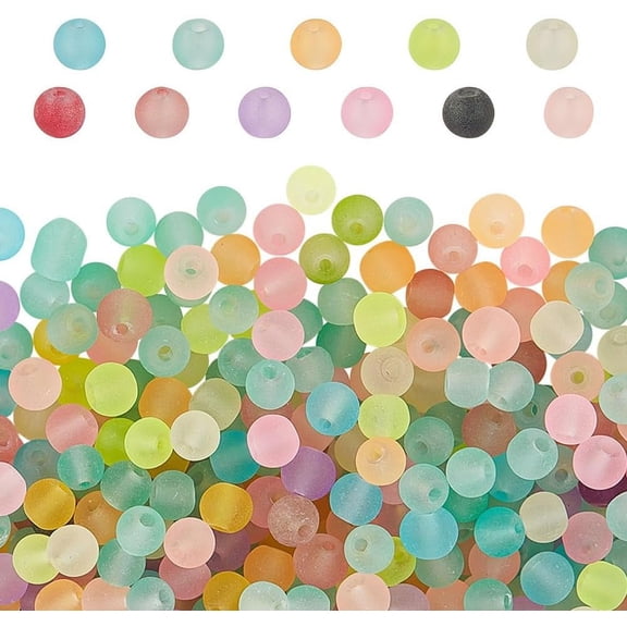 500Pcs Round Frosted Glass Beads 4mm Matte Aurora Bead Frosted Moonstone Random Color Glitter Beads for DIY Making