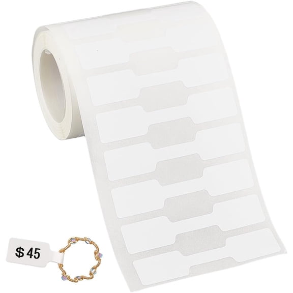 500Pcs Self Adhesive Jewelry Tags Price Tags Stickers Rectangular White Blank Kraft Paper Roll Identify Hang Name Sticker Labels