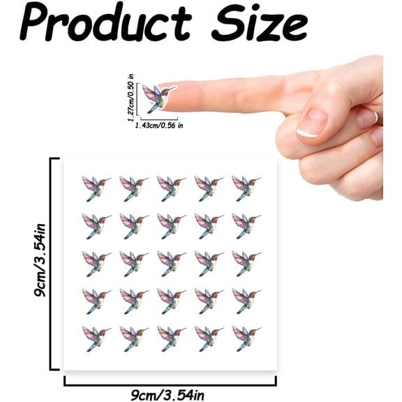 500Pcs Self-Adhesive Planner Stickers Hummingbird Stickers Colorful Hummingbird Paper Decals for Planner Calendar Scrapbook Arts Party Decor Gift Bag Seal Theme Party Decor 0.5 Inch