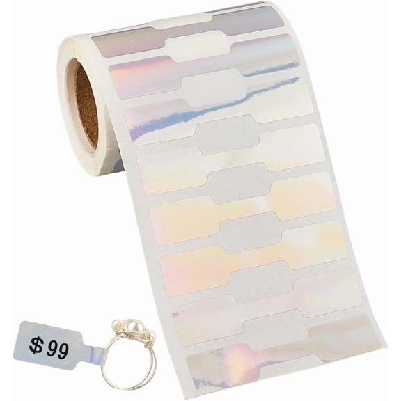 500Pcs Self Adhesive Price Stickers Jewelry Price Tags Identification Colorful Metallic Silver Blank Kraft Paper Rectangle Craft Labels