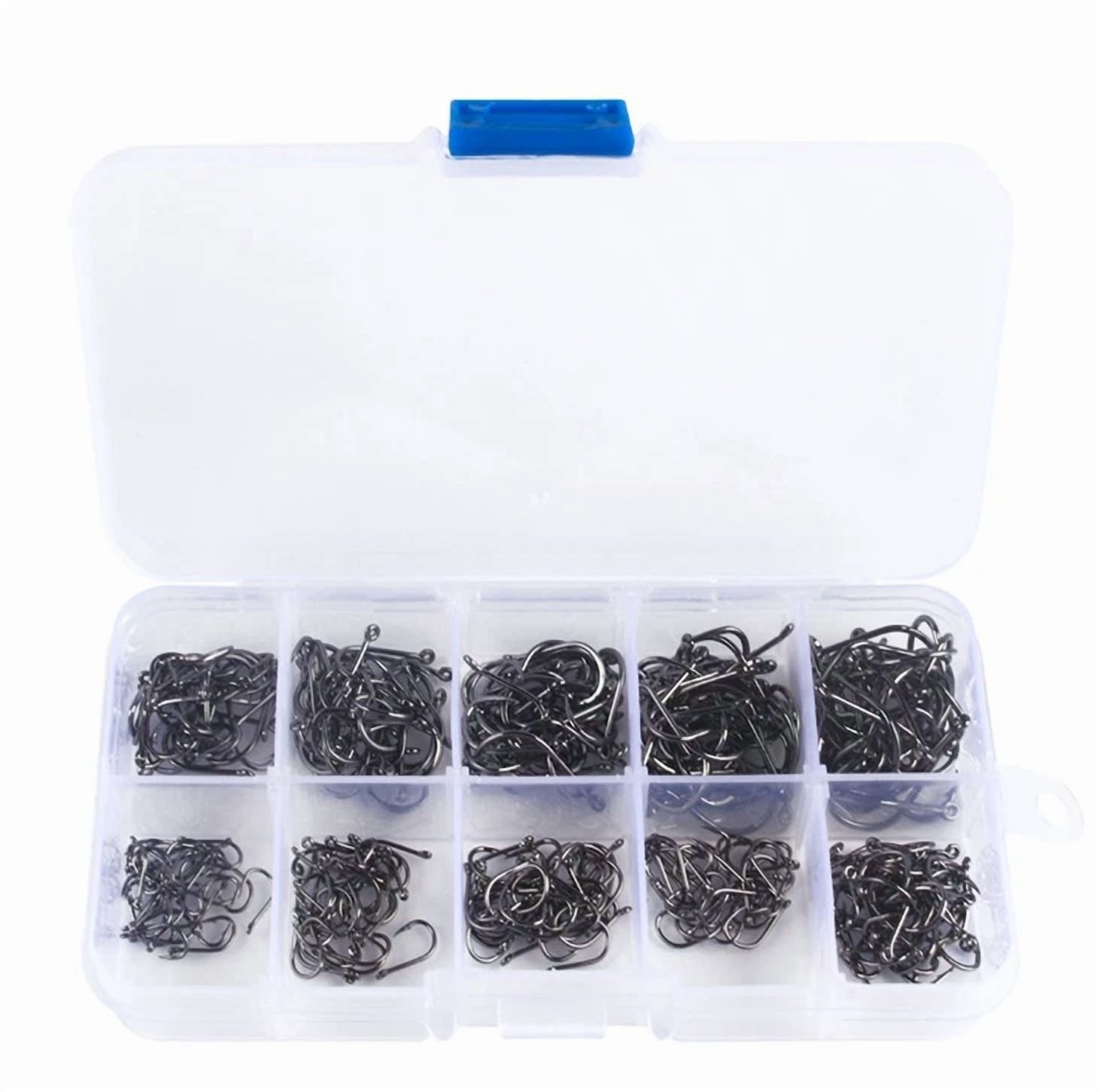 500Pcs/Set 10 Sizes 3-12# Fish Fishing Sharpened Barbed Hooks Fishhooks Set