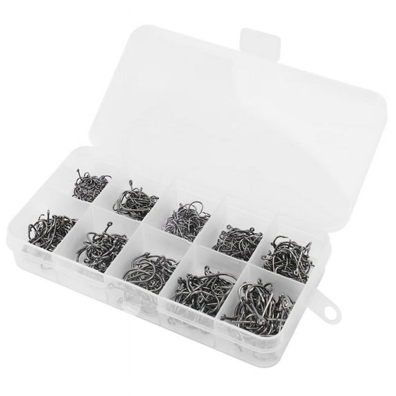 500Pcs/Set Mixed Size #3~12 High Carbon Steel Carp Fishing Hooks Pack With Hole Retail Box Jigging Bait