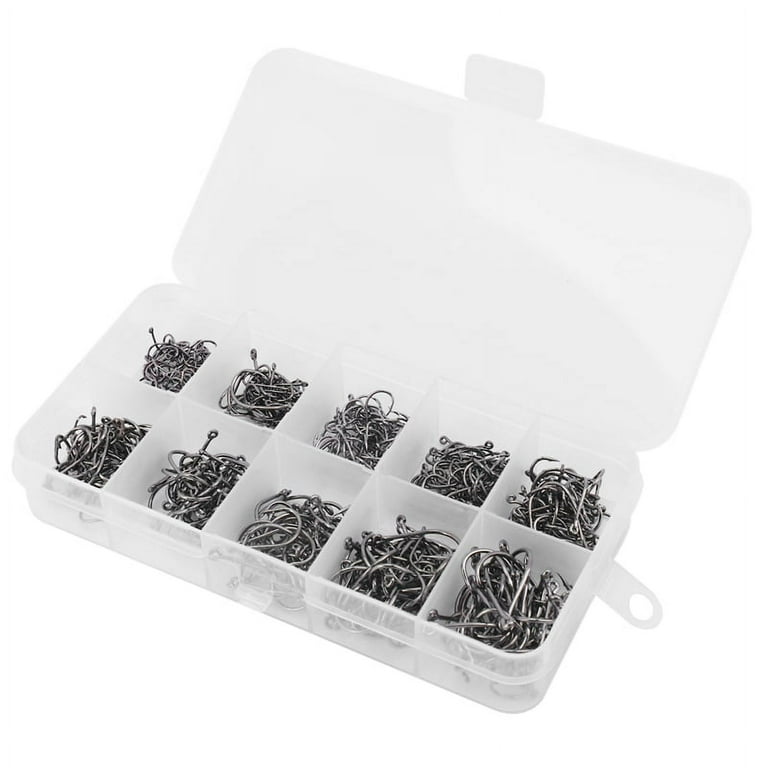 500Pcs/Set Mixed Size #3~12 High Carbon Steel Carp Fishing Hooks Pack With  Hole With Retail Box Jigging Bait 