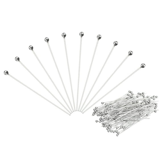 500Pcs Silver Plated Ball Head Pins 50mm Wire Head Pins 22 Gauge Brass Head Pins for DIY Craft Jewelry Making