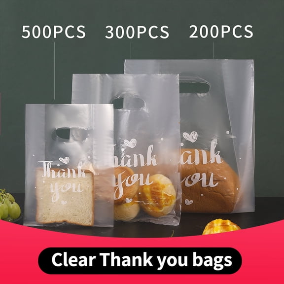 500Pcs Small Thank You Gift Bags - Perfect For Bread, Candy, Snacks, And Desserts, Clothes- Plastic Carrier Bags For Easy Packaging And Storage For Stores Reusable Bags,Transparent Cookie Bags