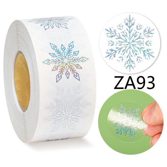 500Pcs Snowflake Stickers/Roll Gold Foil Snowflake Stickers Round Adhesive Label Sticker Decal for Birthday Envelopes Invitations Gift Cards Gifts Decor (6 Designs)