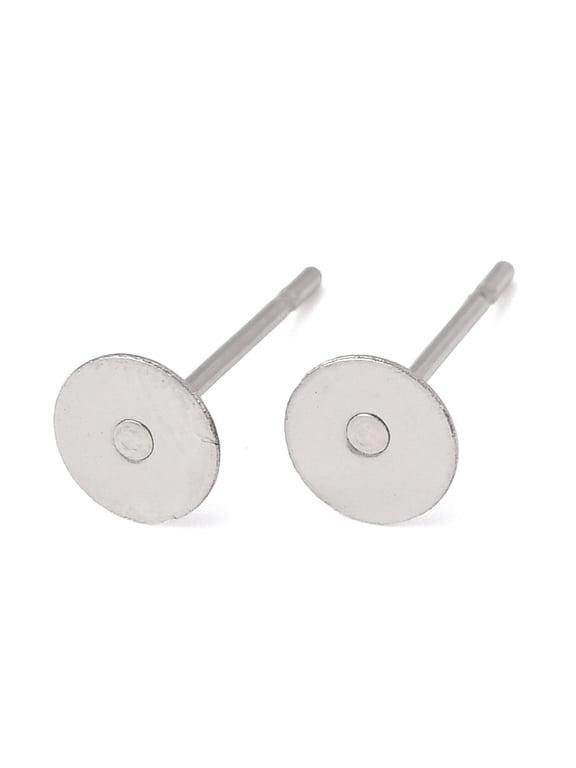 500Pcs Stainless Steel Peg Stud Earrings Findings Flat Round Ear Studs Metal Blank Earring Posts Set Flat Pad Ear Stud Components for Earrings Jewelry Making DIY