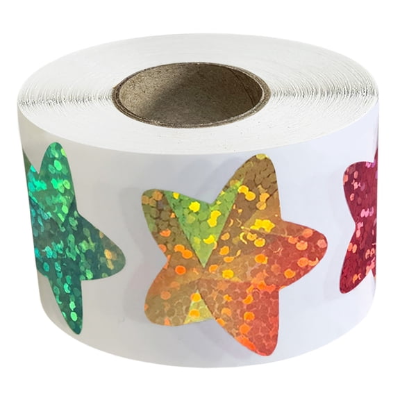 500Pcs Star Shaped Wrapping Sticker Sparkling Five Pointed Star Sticker for Scrapbooking Journal Planner Packaging