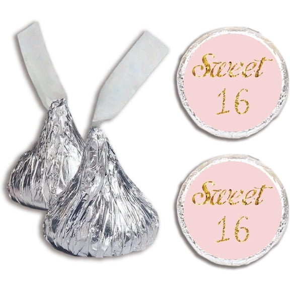 500Pcs Sweet 16 Kisses Stickers Birthday Party Favors Stickers Chocolate Wrappers Labels Mini Kisses Candy Favors Decor Creative Craft