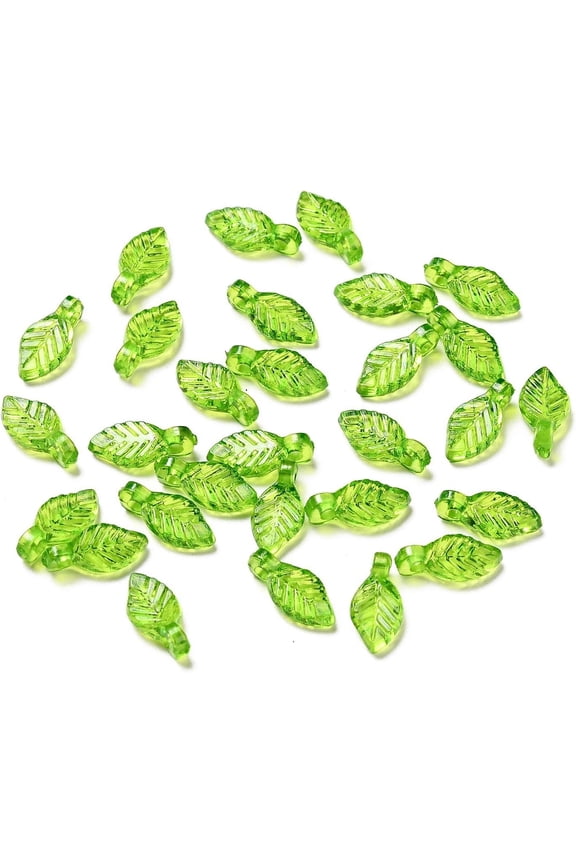 500Pcs Transparent Acrylic Leaf Charms Leaf Pendants Charms Green Yellow Pendant Decoration Clear Pendant Ornament for Necklace Bracelet Jewelry Making DIY Craft Making 10.5x5x3.5mm
