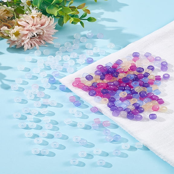 500Pcs Transparent Plastic Beads UV Reactive Beads Barrel Clear 8x6mm Hole: 3.5mm